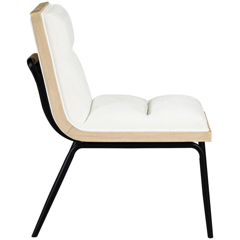 Alt View 3. Meridian Furniture - Viceroy Cream Fabric Upholstered Dining Chair, Set of 2 - Black.