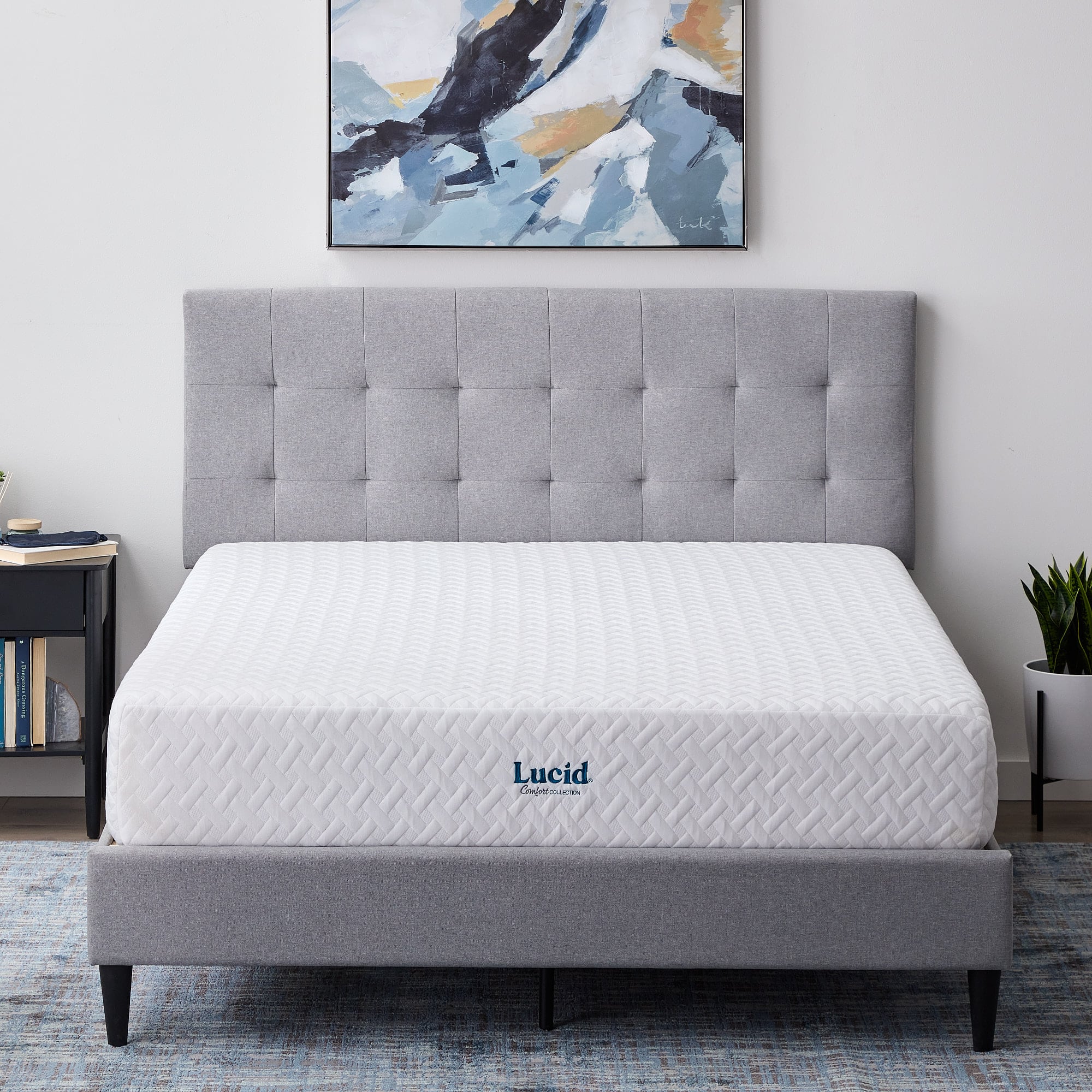 Lucid Comfort Collection - 10-inch Plush Memory Foam Mattress - Full - White - Front_Zoom