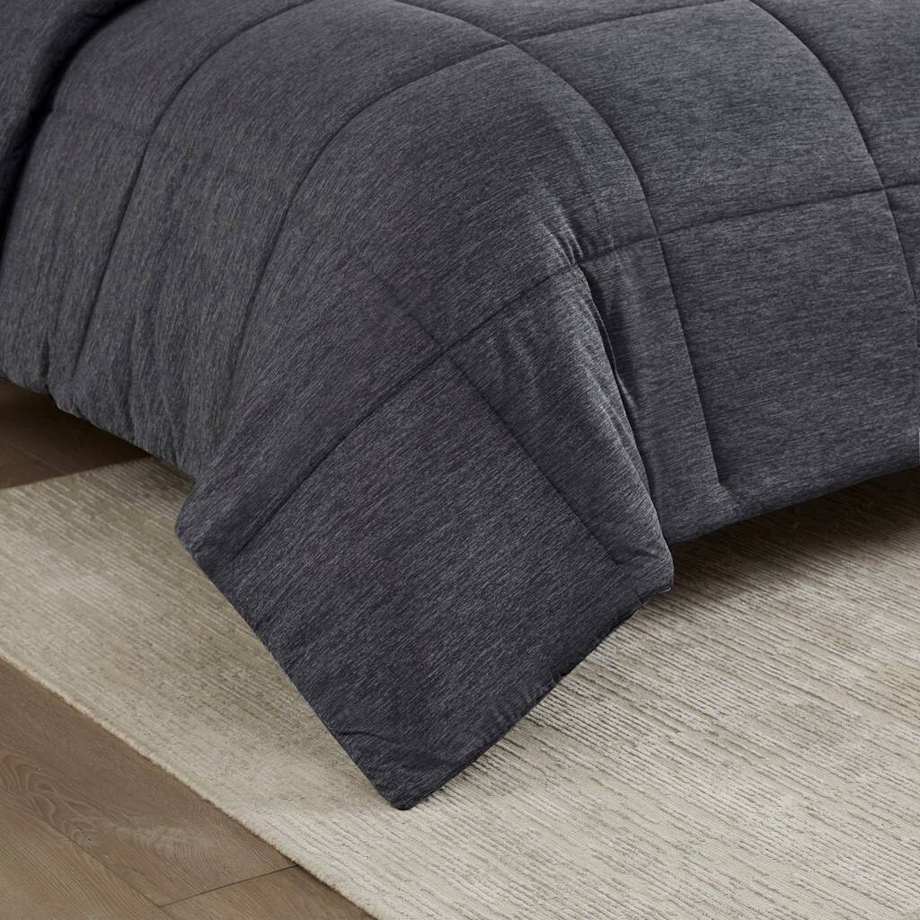 Alt View 2. Gracie Mills - Gracie Mills Heathered Jersey Knit Down Alternative Comforter - Black.