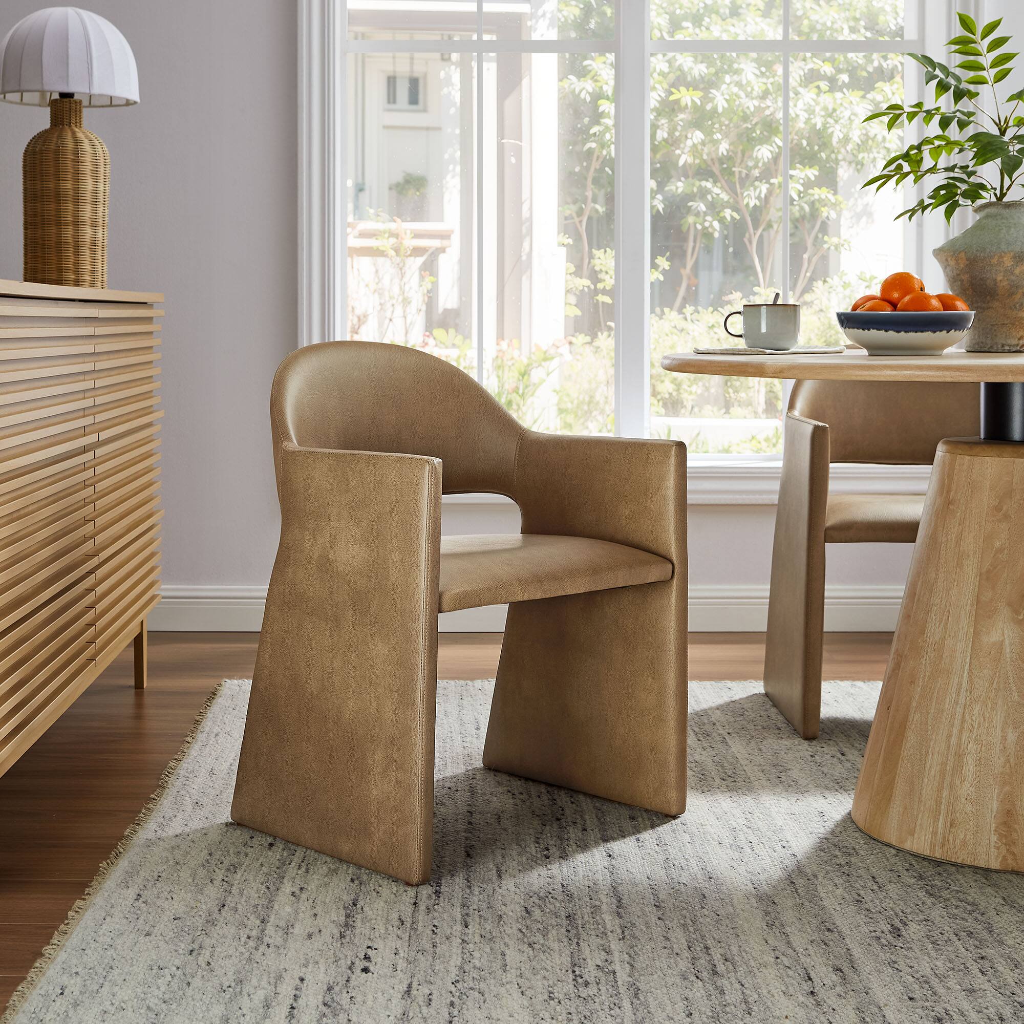 Alt View 4. Modway - Talia Vegan Leather Dining Armchair by Modway - Brown.