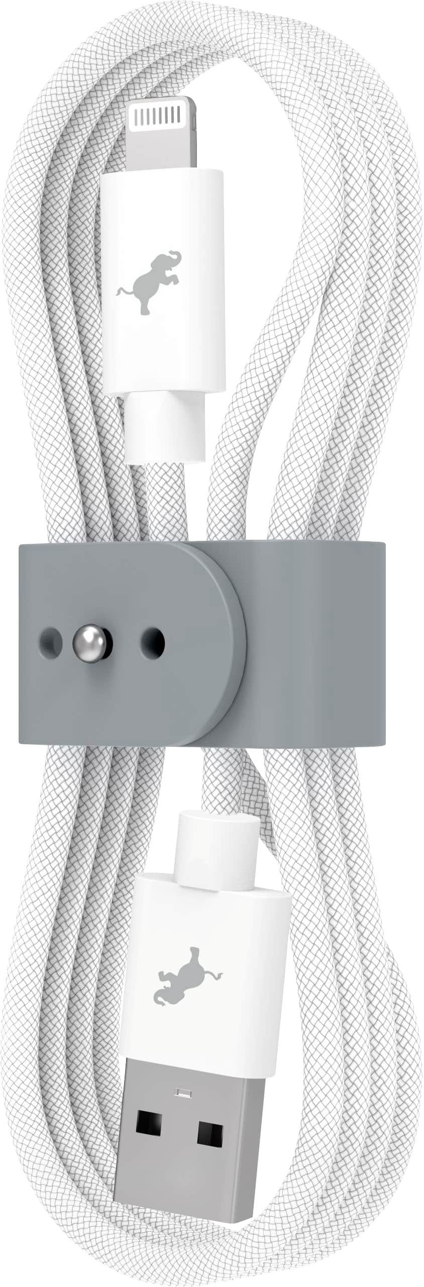 Nimble - Powerknit USB-A to Lightning Cable 1M/3.3FT MFi Certified for iPhone 14–6, iPad & AirPods, Durable Charging Cord - White - Front_Zoom