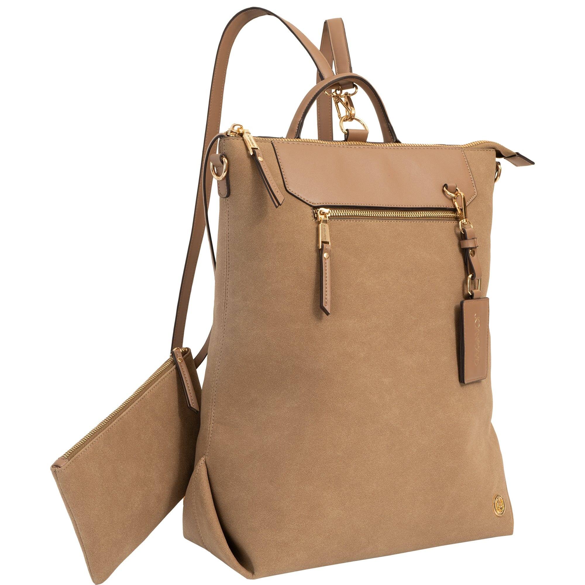 Angle. Joan & David - Joan & David Faux Suede Top Handle Workbook Backpack — Camel - 02-CAMEL.