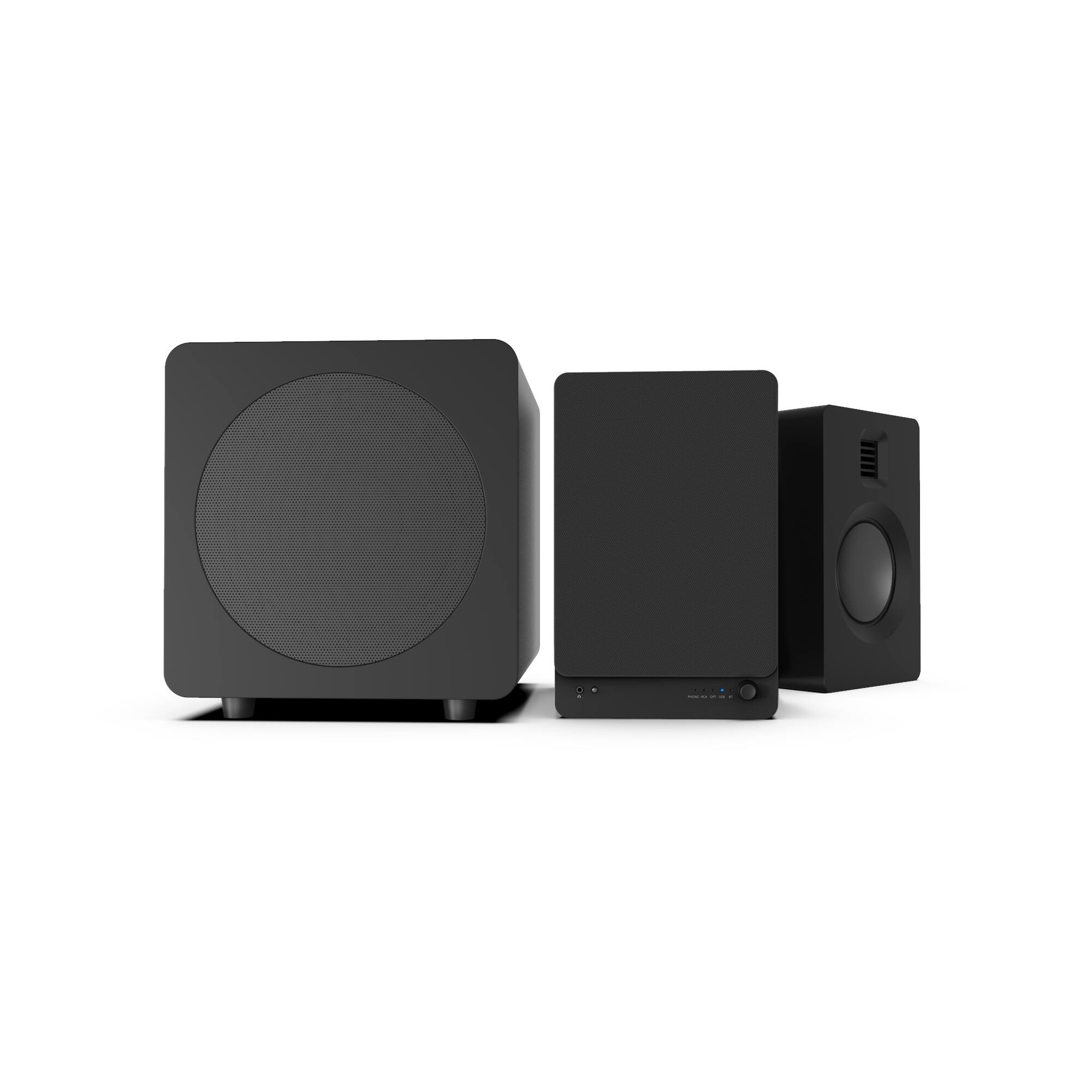 Back. Kanto - Kanto TUK Premium Powered Bookshelf Speakers with Bluetooth - Pair (Matte Black) - Black.