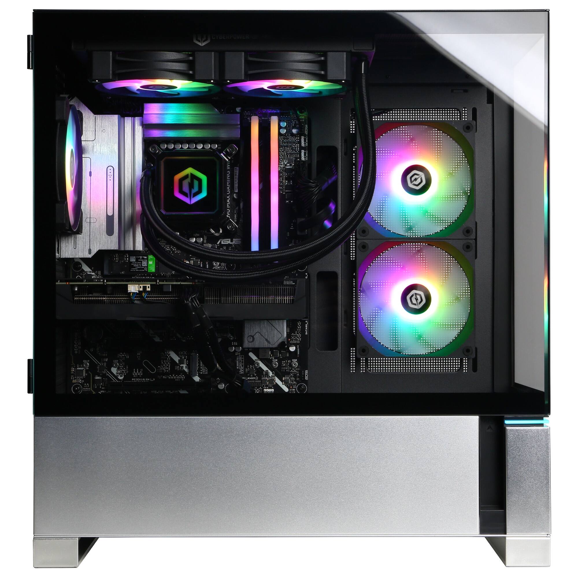 Alt View 5. CyberPowerPC - Gaming Desktop -  Intel Core Ultra 7 265KF 2024 - AMD Radeon RX 9060 XT 16GB - 32GB DDR5 Memory - 2TB SSD Storage - Black.