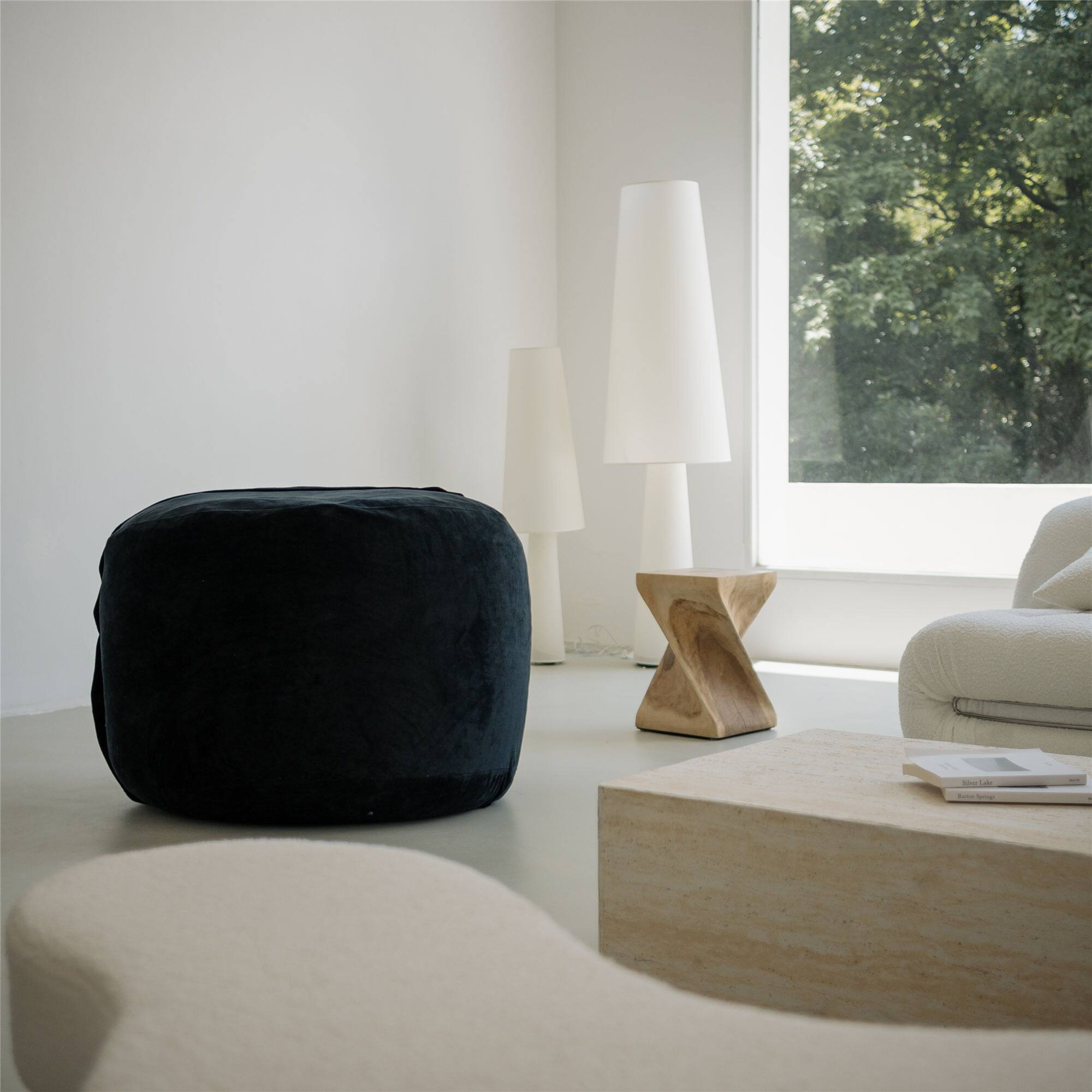 Angle. FERPIT - FERPIT 36" Memory Foam Bean Bag Chair with Removable Cover - Black.