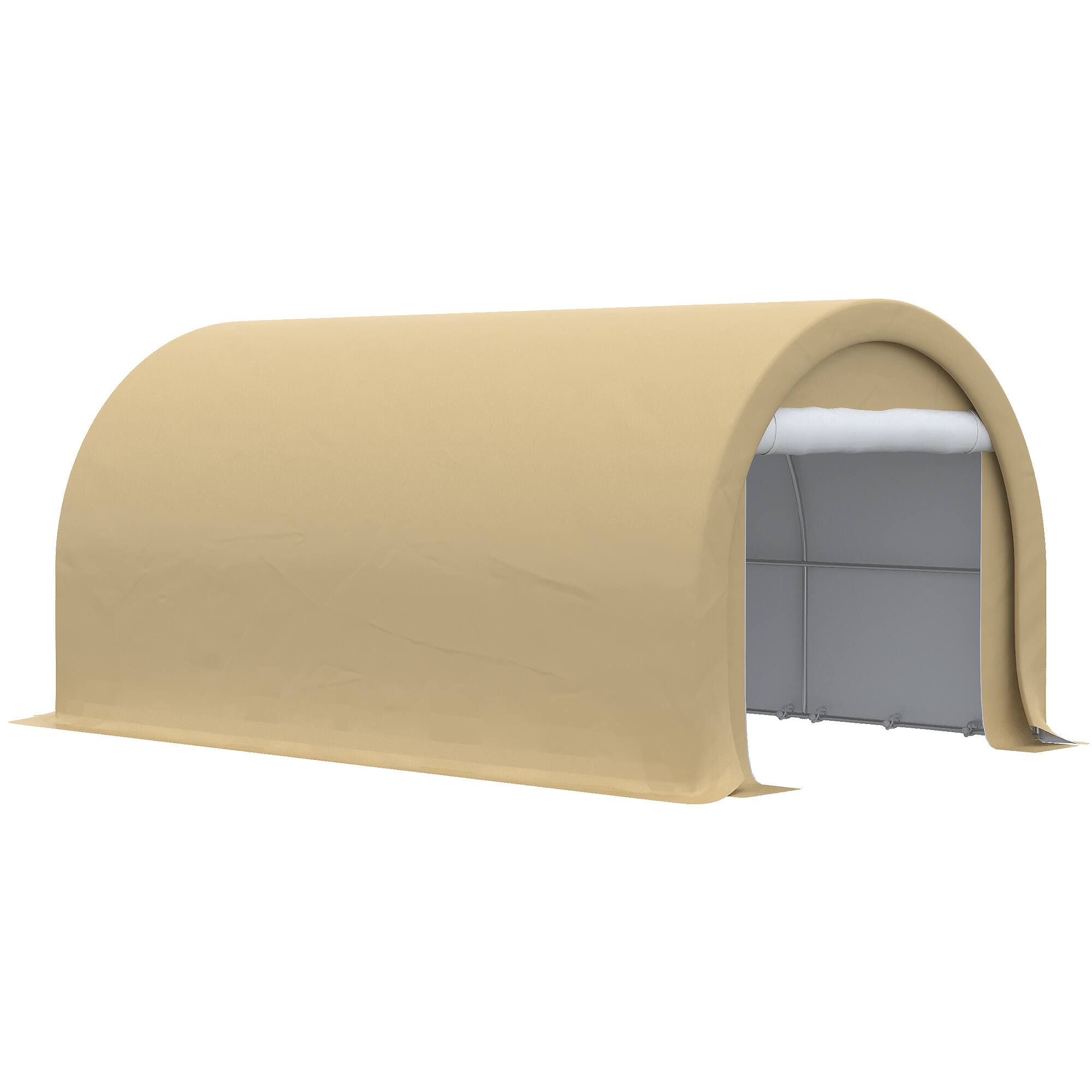 Alt View 8. Outsunny - 10' x 16' Carport, Heavy Duty Portable Garage Storage Tent with Large Zippered Door, Anti-UV PE Canopy Cover - Beige.
