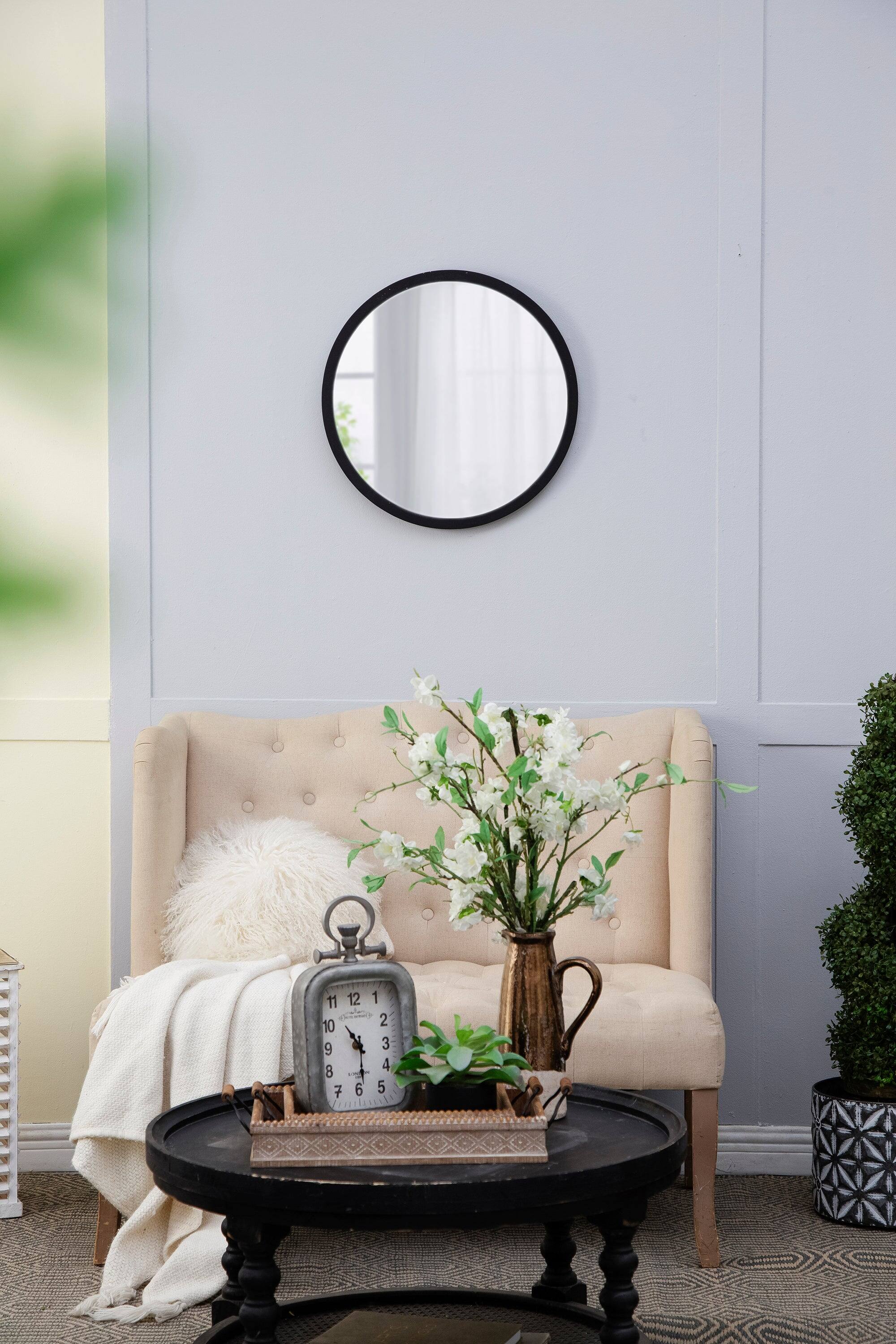 Alt View 4. BreeBe - 20x20 Round Wall Mirror with Black Wood Frame for Living Room Dining Room Foyer Bathroom Office Decor - Black.