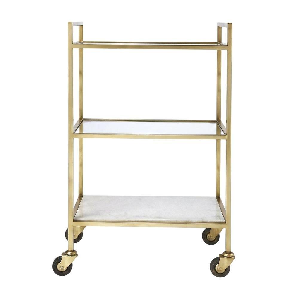 Back. Starlight Canyon Home - Modern Bar Cart with Distressed Finish, Contemporary Serving Cart for Home Bar - Gold.
