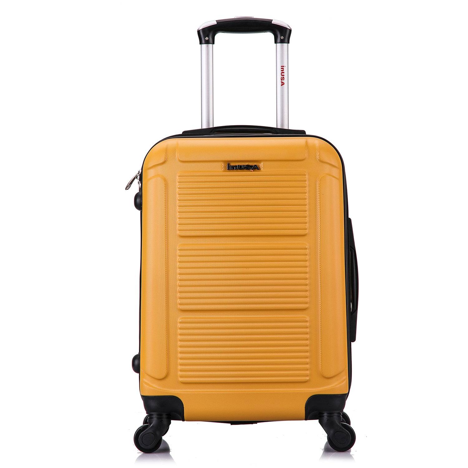 Angle. InUSA - Pilot lightweight hardside spinner luggage 20" carry-on - MUSTARD.