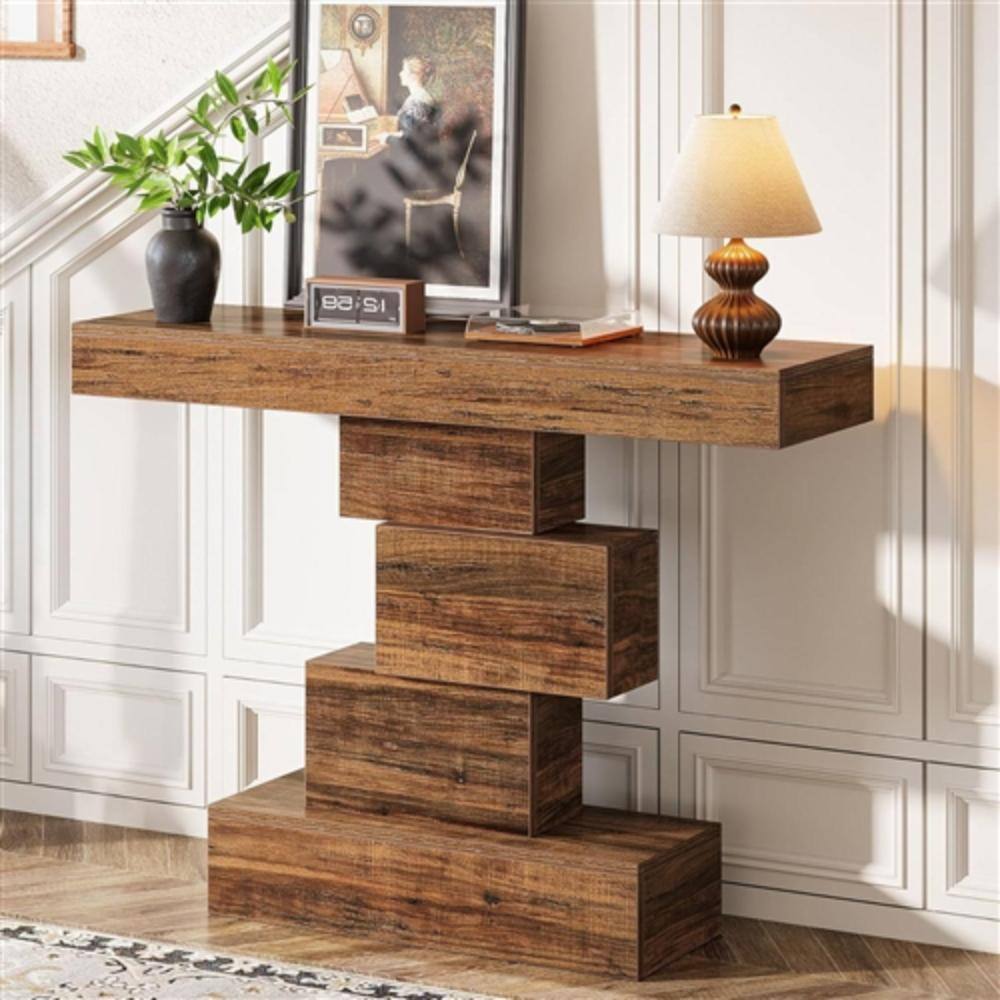 Alt View 1. Hivvago - Modern Farmhouse 42-inch Console Accent Sofa Table in Rustic Brown Wood Finish - Brown.