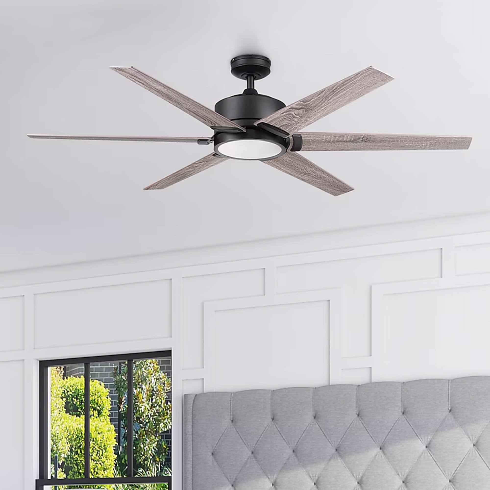 Alt View 3. Honeywell - Honeywell Talbert Ceiling Fan, Color Changing LED and Remote, 62", Matte Black - Matte Black.