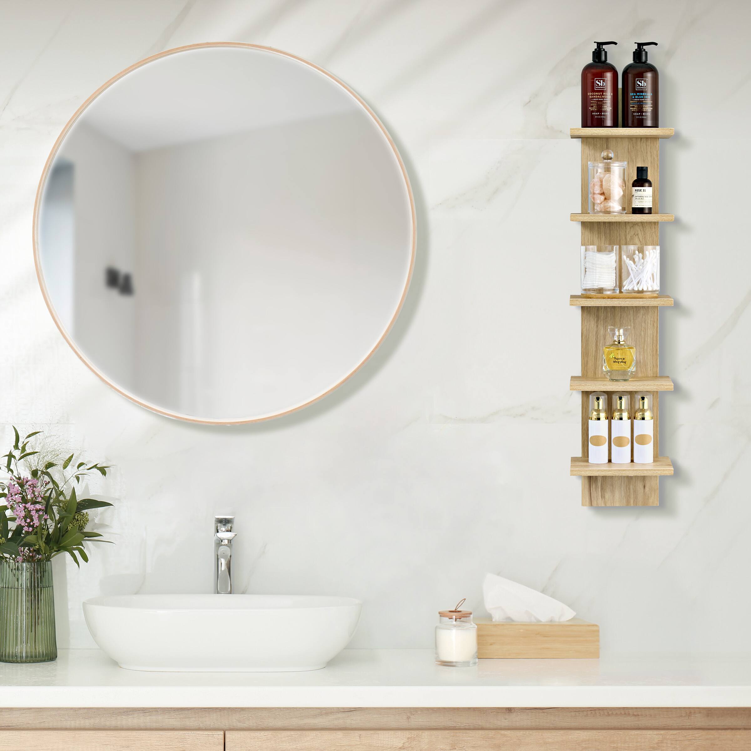 Alt View 1. Sorbus - Sorbus 5 Tier Wall-Mounted Floating Shelves Vertical Column Wall Shelf Unit (Maple) - Maple.