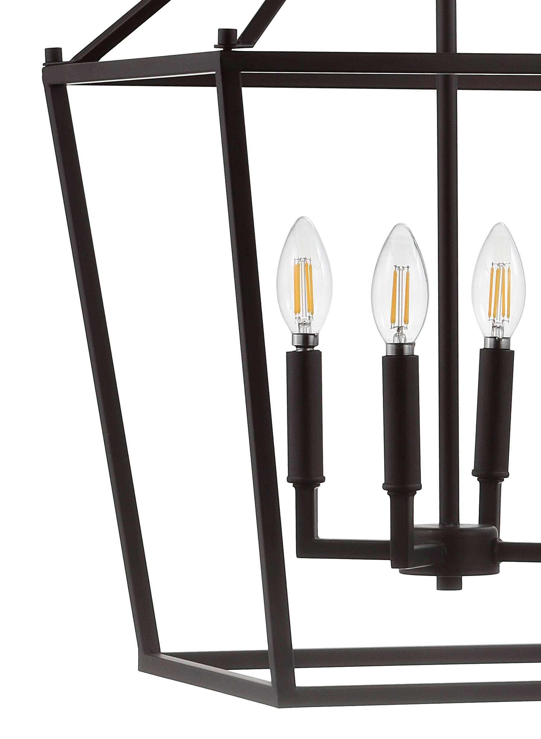Alt View 4. Jonathan Y - Pagoda 16" 4-Light Classic Traditional Metal Cage Lantern LED Pendant, Oil Rubbed Bronze - Oil Rubbed Bronze.
