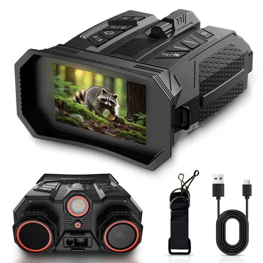 Cluzine - Digital Night Vision Goggles Infrared Binoculars 800M IR Detection Laser Rangefinder Night Vision Camera