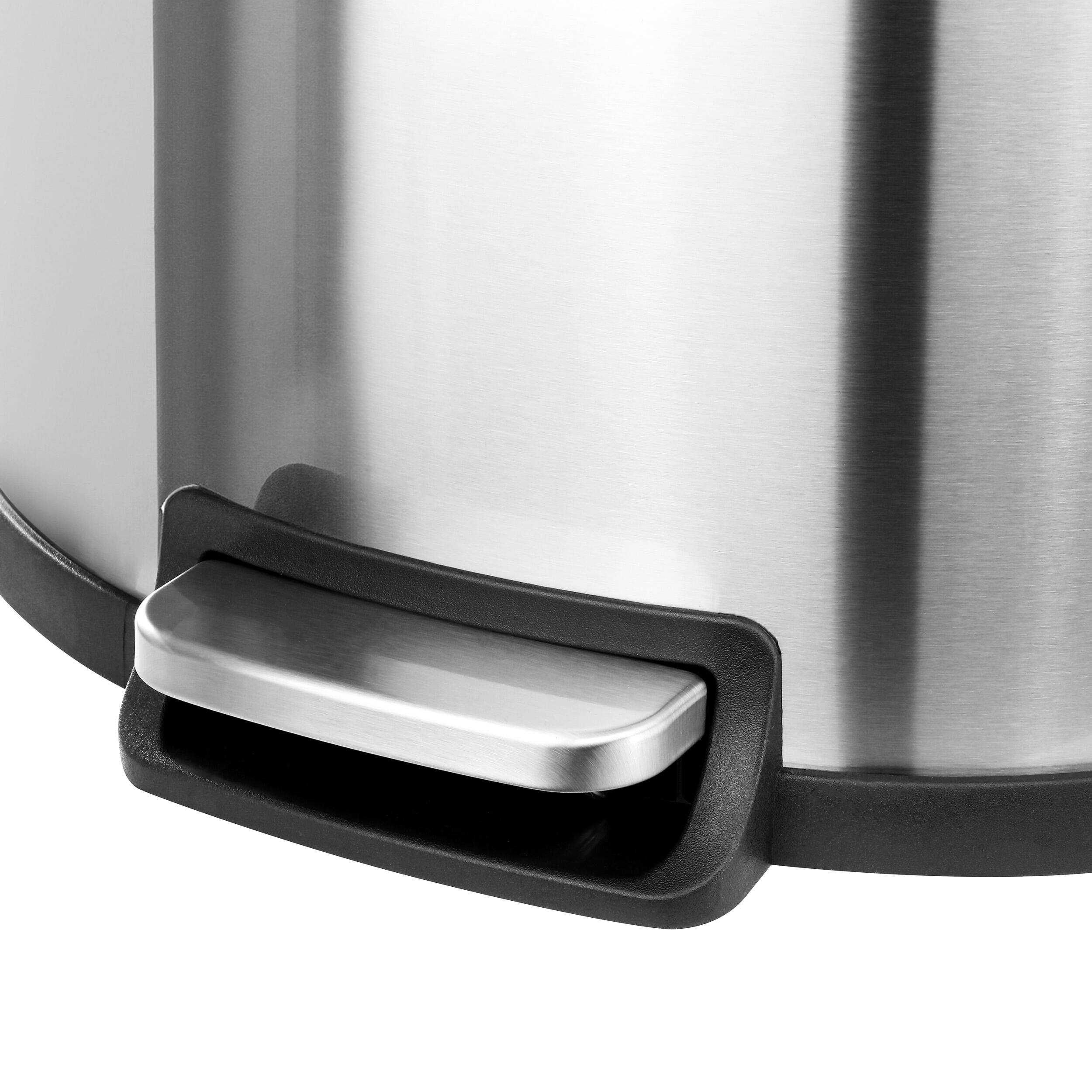 Alt View 4. Elama - Elama 50 Liter 13 Gallon Half Circle Stainless Steel Step Trash Bin with Slow Close Mechanism in Matte Silver - Silver.