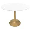 Front. LeisureMod - Bristol Modern 35" Round Dining Table MDF/Sintered Stone Top - Pedestal Base for Kitchen, Cafe, and Restaurant - MDF - White.