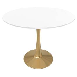 LeisureMod - Bristol Modern 35" Round Dining Table MDF/Sintered Stone Top - Pedestal Base for Kitchen, Cafe, and Restaurant - MDF - White