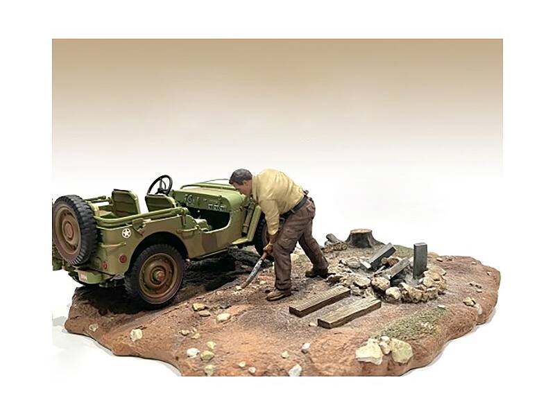 Back. American Diorama - "4X4 Mechanic" Figure 4 for 1/18 Scale Models by American Diorama - Multi.