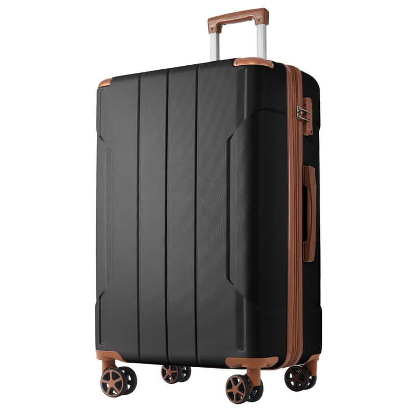 YONWAY - 28 Inch Expandable Checked Luggage, Hardshell ABS Medium Suitcase with Spinner Wheels, TSA Lock - Black