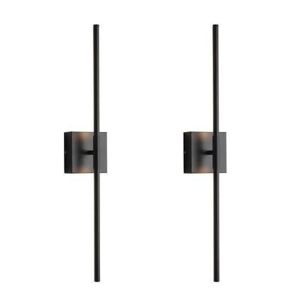 Front. Comfort Essence - Brushed Led Wall Sconces Set Of 2 With Warm White Light - Matte Black.
