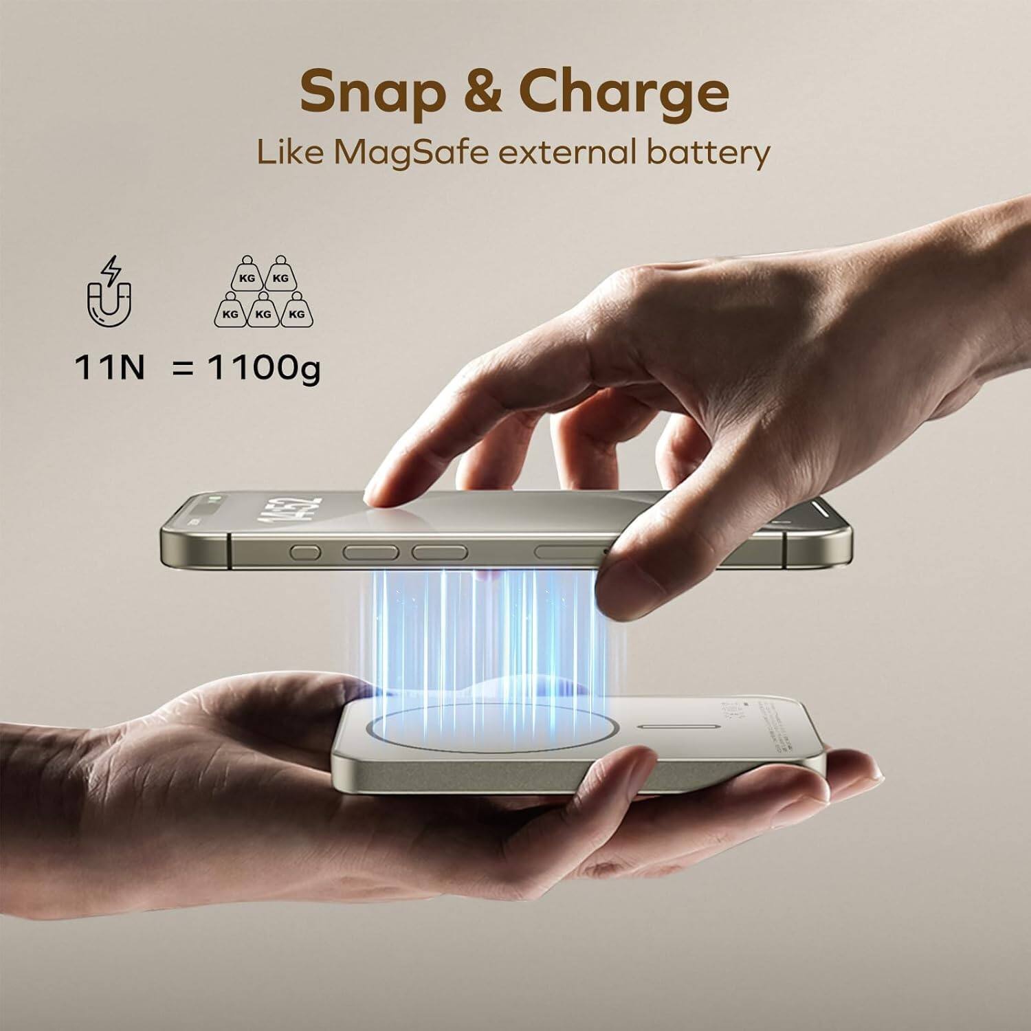Snap & Charge Like MagSafe external battery KO KC KG KG KG 11N = 1100g