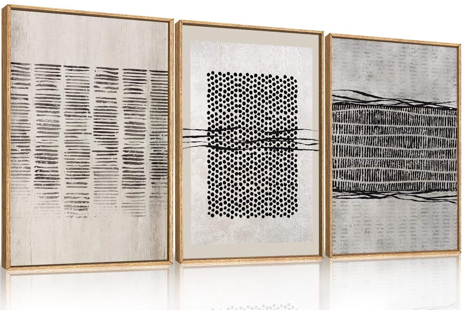 Fabibe - 24"x36"x3 Natural Flower Scenery Wall Art Transform the atmosphere of your home with - Black and Grey Geometry Dot Wall Art 16"L x 24"W