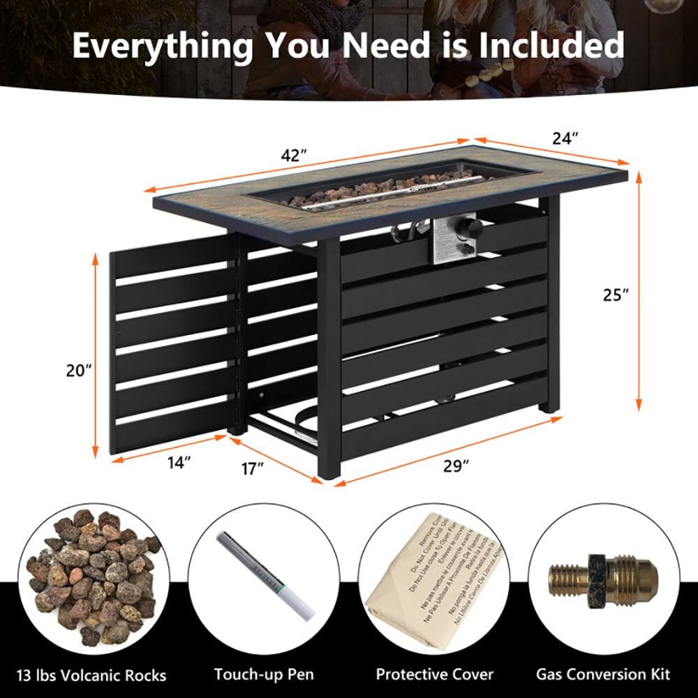 Everything You Need is Included

42" 24" 25" 20" 14" 17" 29"

- 13 lbs Volcanic Rocks
- Touch-up Pen
- Protective Cover
- Gas Conversion Kit