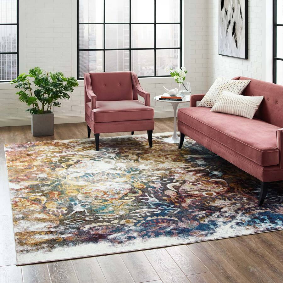 Modway Success Jayla Transitional Distressed Vintage Floral Moroccan ...