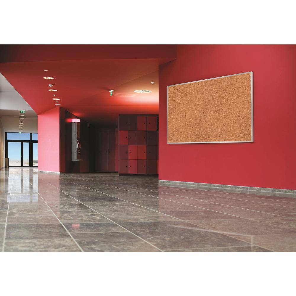 Alt View 4. Ghent - Ghent Natural Cork Bulletin Board with Aluminum Frame, 3'H x 4'W.