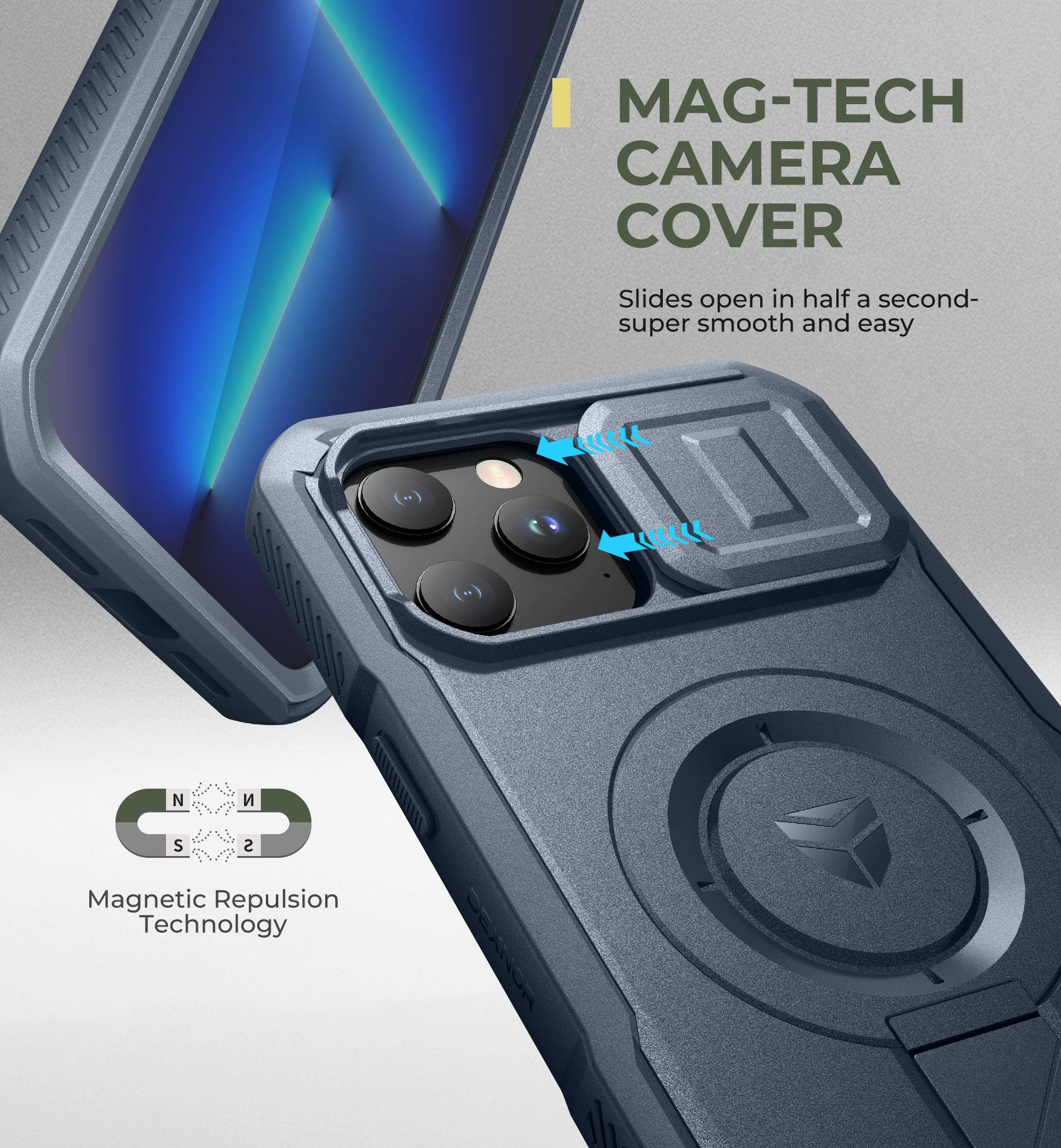 MAG-TECH CAMERA COVER Slides open in half a second- super smooth and easy

Magnetic Repulsion Technology