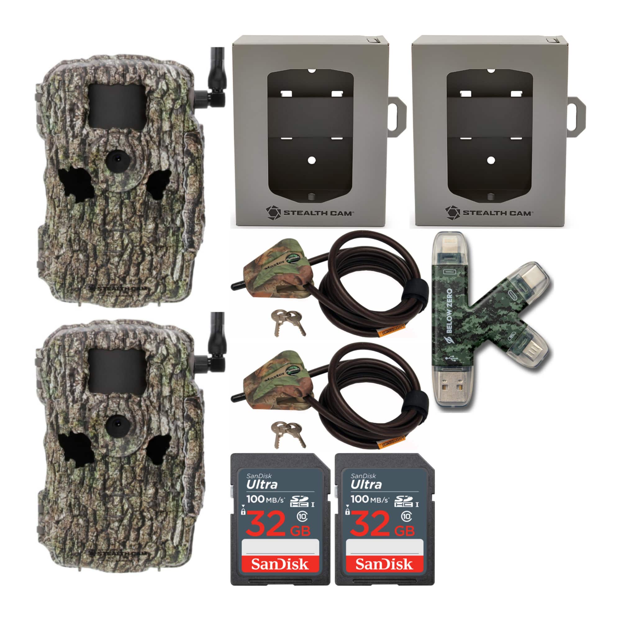 Stealth Cam - Fusion X 26MP Dual Carrier Camera (Treebark Camo) Bundle (2-Pack)