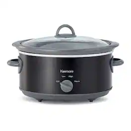 Kenmore - Slow Cooker, 5 qt (4.7L), Easy to Use, Dial Control, Black - Black Stainless Steel