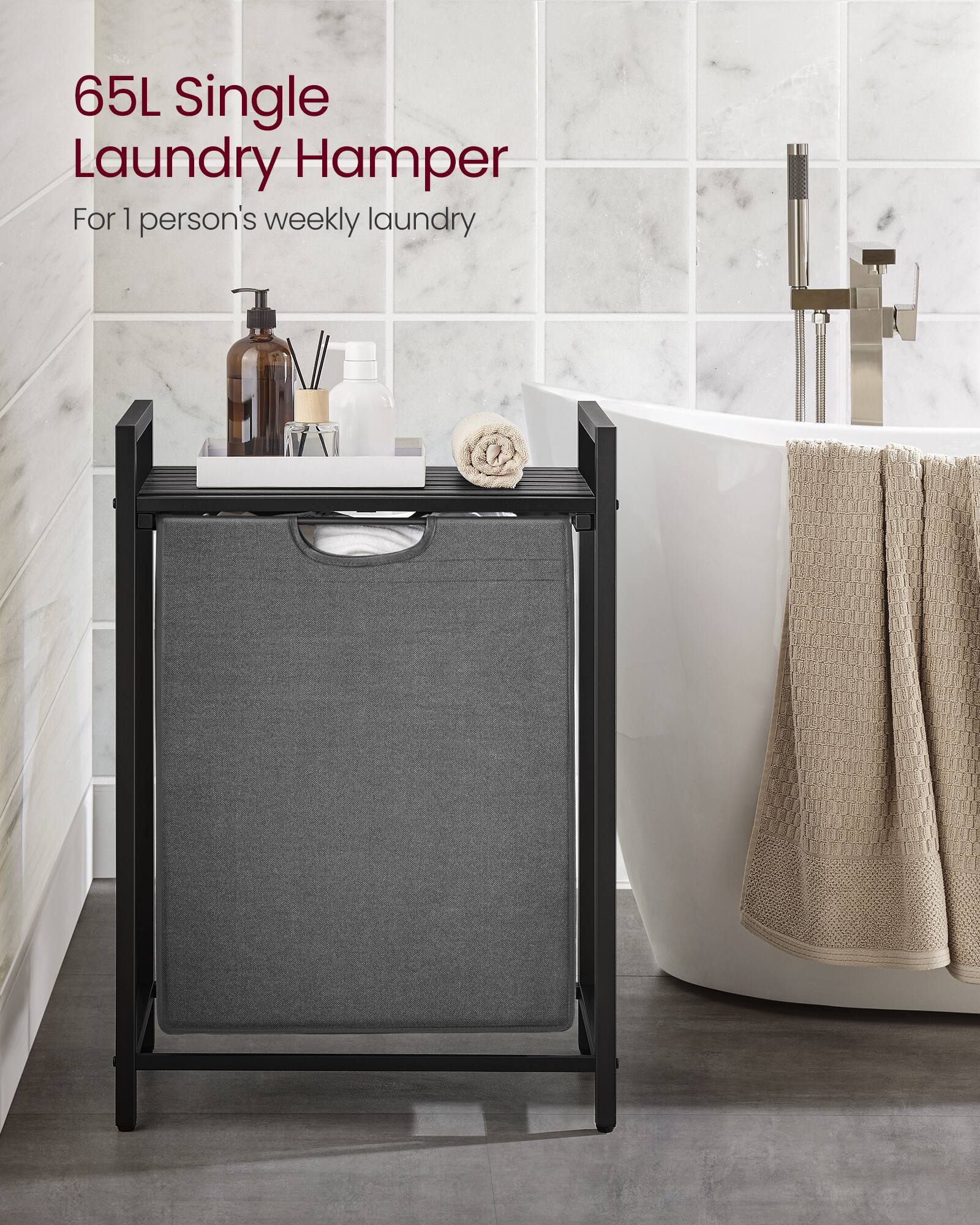 65L Single Laundry Hamper  
For 1 person's weekly laundry
