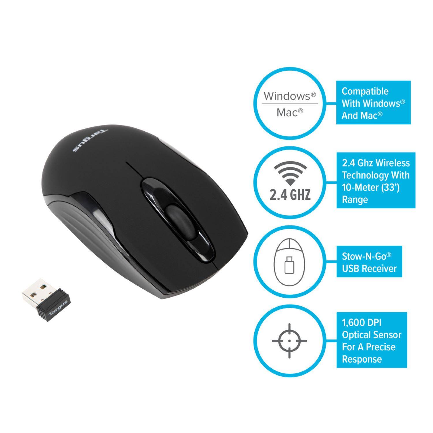Alt View 14. Targus - W575 Wireless Mouse  - Black.