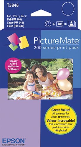 Epson - PictureMate T5846 Ink Cartridge + Photo Paper - Black, Cyan, Magenta, Yellow - Larger Front
