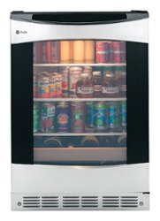 GE Profile - 150-Can 12-Bottle Beverage Center - Stainless (with black case) - Front_Zoom
