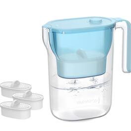 Waterdrop - WD-PT-05B-L Water Filter Pitcher, 200-Gallon Long-Life, Extra PF-01A-3 Standard Filters - Blue