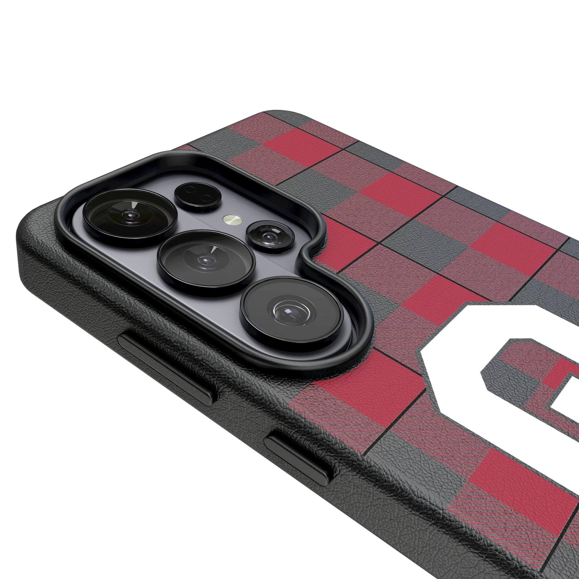 Alt View 2. Keyscaper - Oklahoma Sooners Plaid Galaxy Magnetic Bump Case - S24 - Black.