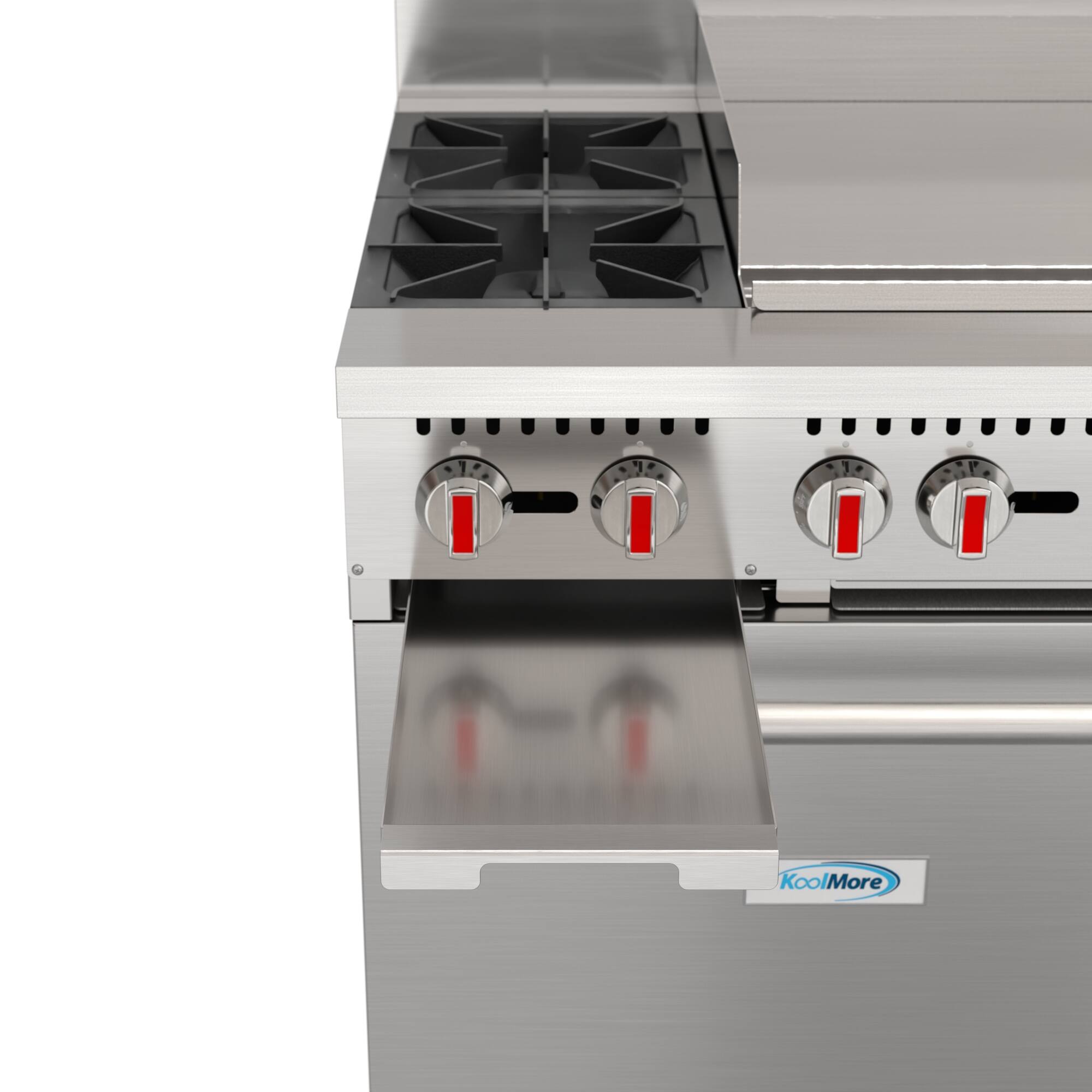 Alt View 5. Koolmore - 60 in. Dual Oven Commercial Range with 48 in. Griddle and 2 Burners in Stainless-Steel (KM-CRG482-NG) - Stainless Steel.