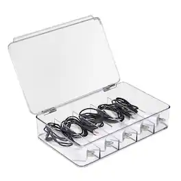Sorbus - Cable Organizer Storage Box – 1-Piece Durable Plastic Wire Management Solution with Hinged Lid - Clear