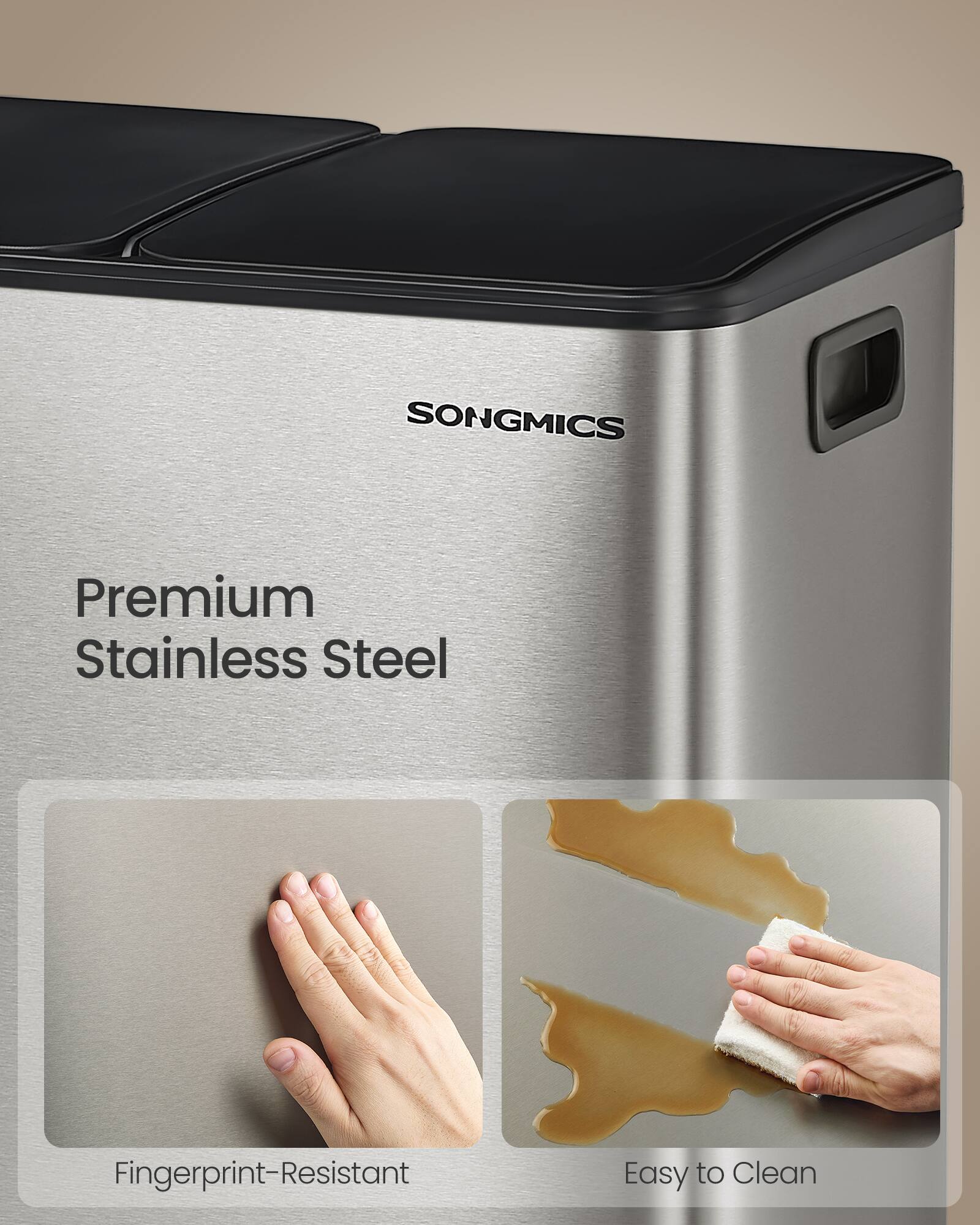 SONGMICS Premium Stainless Steel Fingerprint-Resistant Easy to Clean