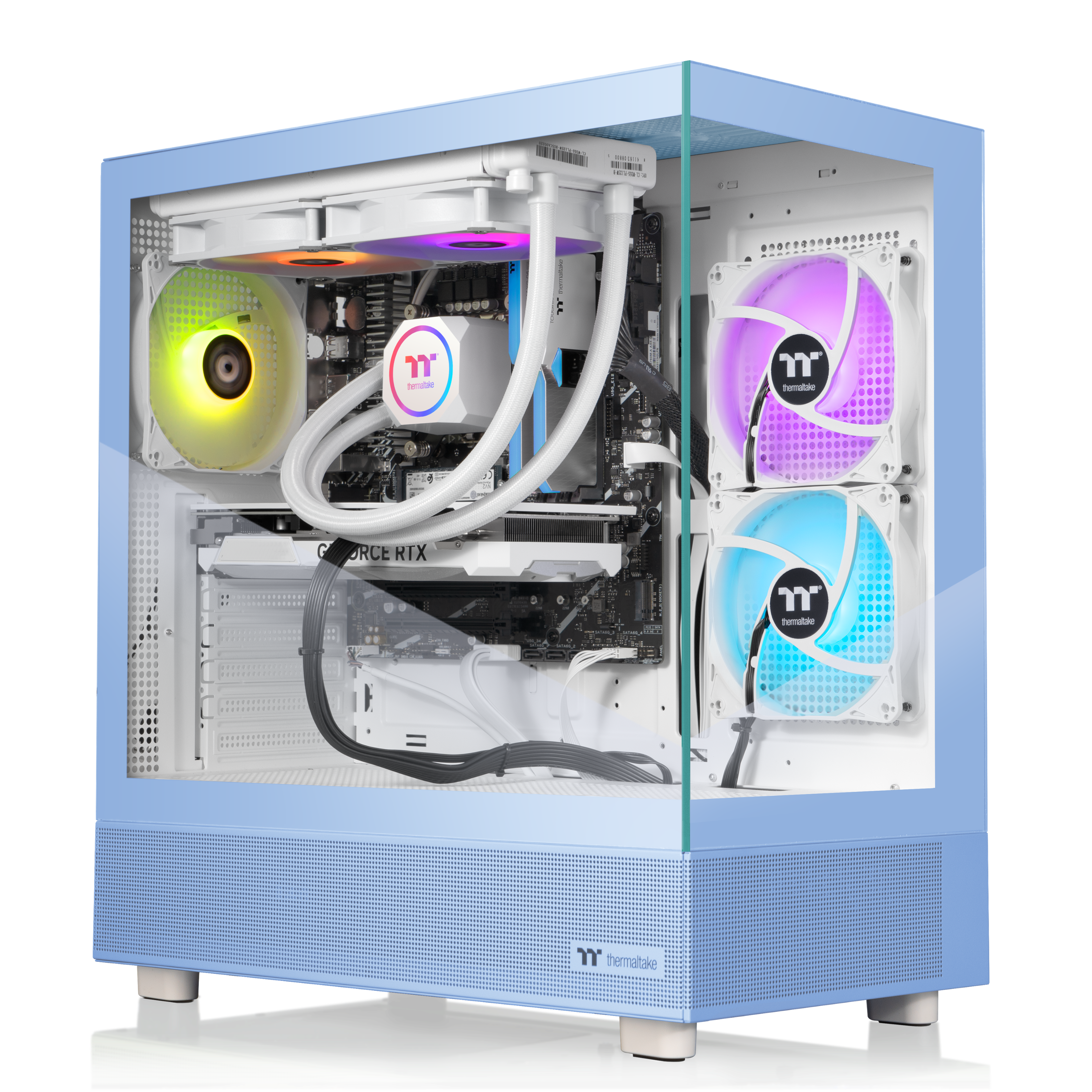 Thermaltake - LCGS View 7870H-270 Gaming Desktop AMD Ryzen 7 7800X3D, 32GB DDR5 Memory, NVIDIA GeForce RTX 5070, 1TB NVMe M.2 - Blue