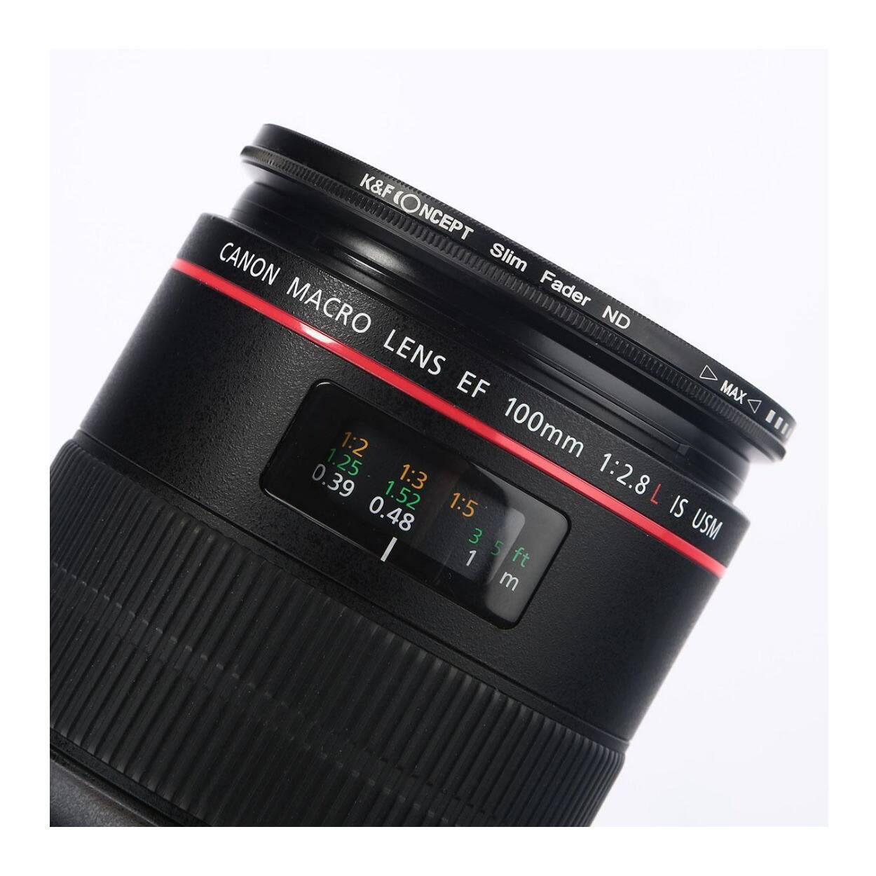 K&F CONCEPT CANON Slim Macro Fader ND Lens EF 100mm 1:2.8 L IS USM

1:2 1:2.5 1:3 1:5

0.39 0.48 1.52

3 5 ft m