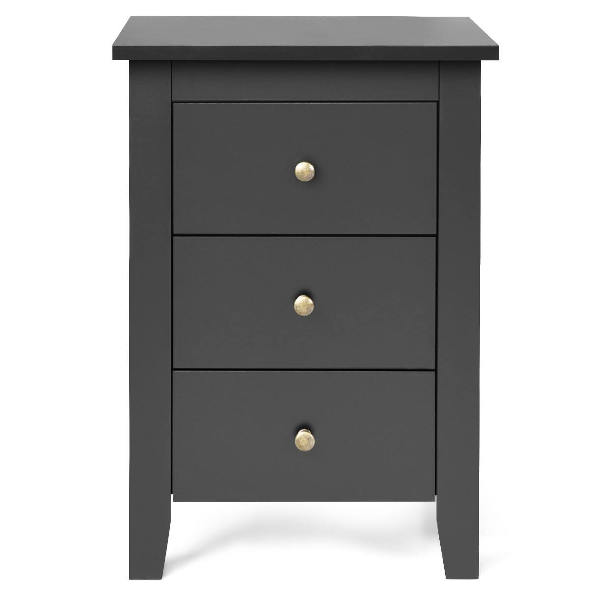 Alt View 15. Costway - Set of 2 Nightstand End Beside Sofa Table with  3 Drawers Bedroom Furniture - Black.