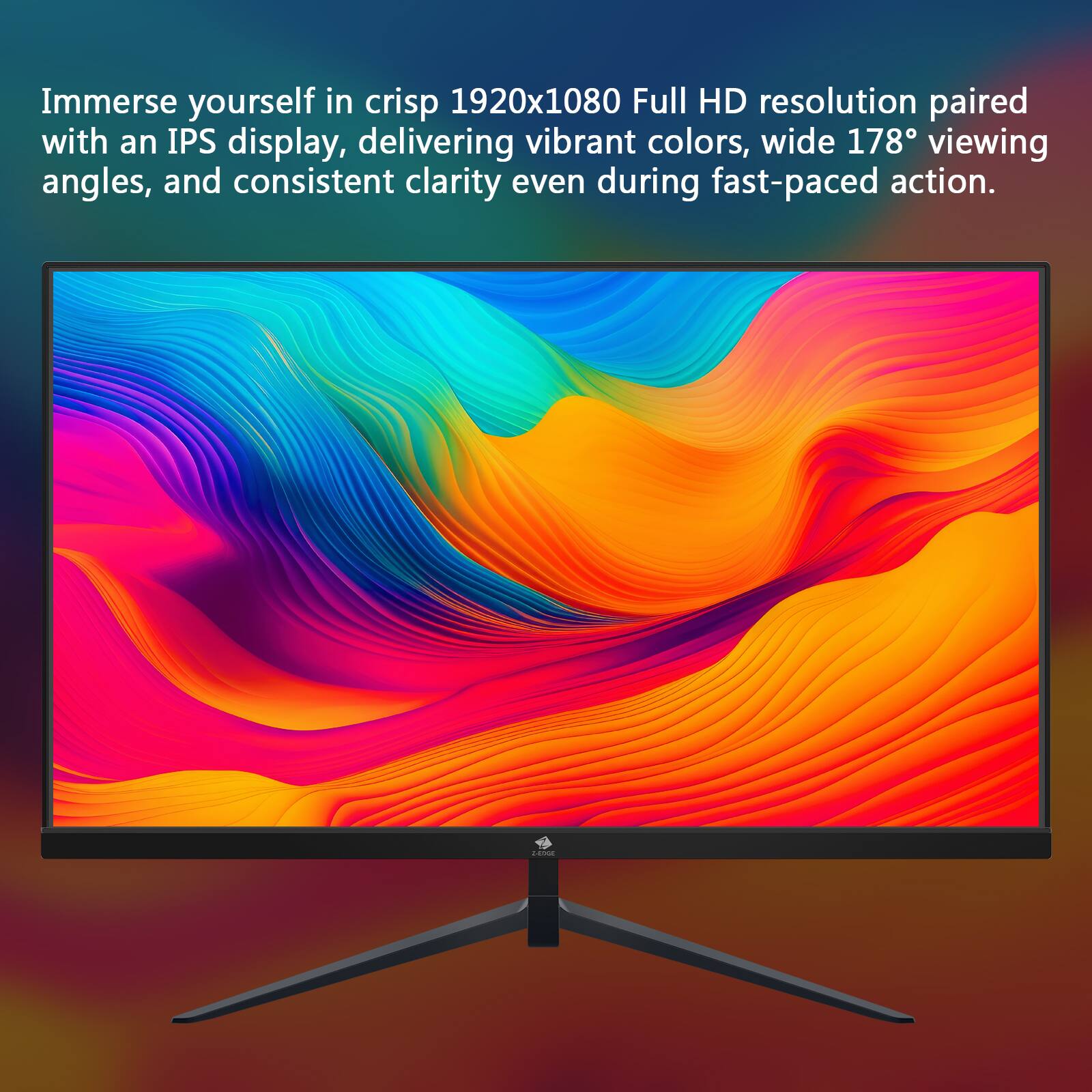 Immerse yourself in crisp 1920x1080 Full HD resolution paired with an IPS display, delivering vibrant colors, wide 178° viewing angles, and consistent clarity even during fast-paced action.