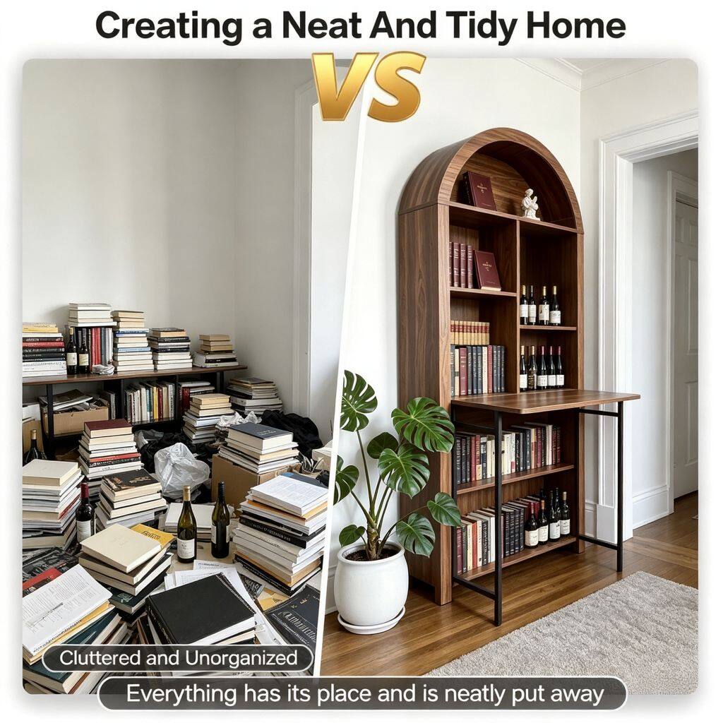 Creating a Neat And Tidy Home VS Cluttered and Unorganized  
Everything has its place and is neatly put away