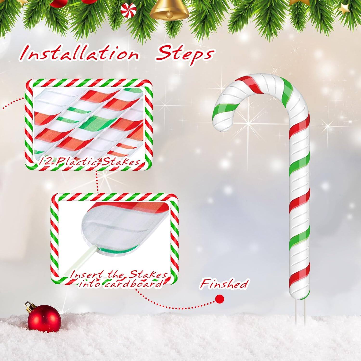 PARKER SLATER 12 Pc Candy Cane Yard Signs with Stakes – Christmas Lawn ...