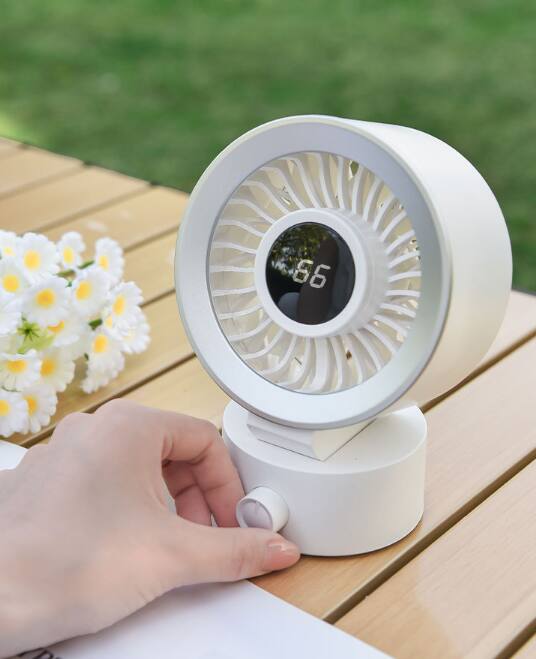 Alt View 3. Cluzine - Lightweight Small Desktop Cooling Fan Dual Power Mode Easy Storage for Home Office and Short Travel.