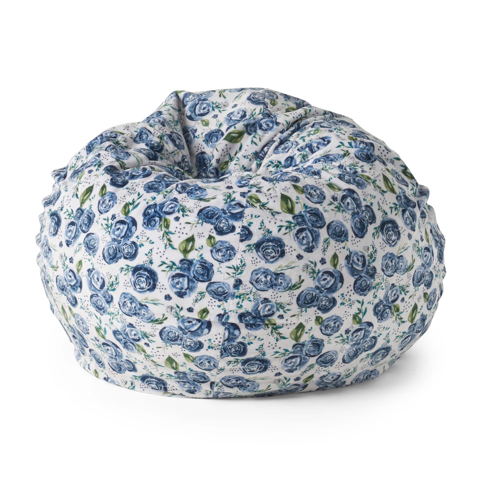 GOODSILO - Soft and Stylish Round Bean Bag Chair with Removable Cover for Comfortable Lounging - Navy Multi