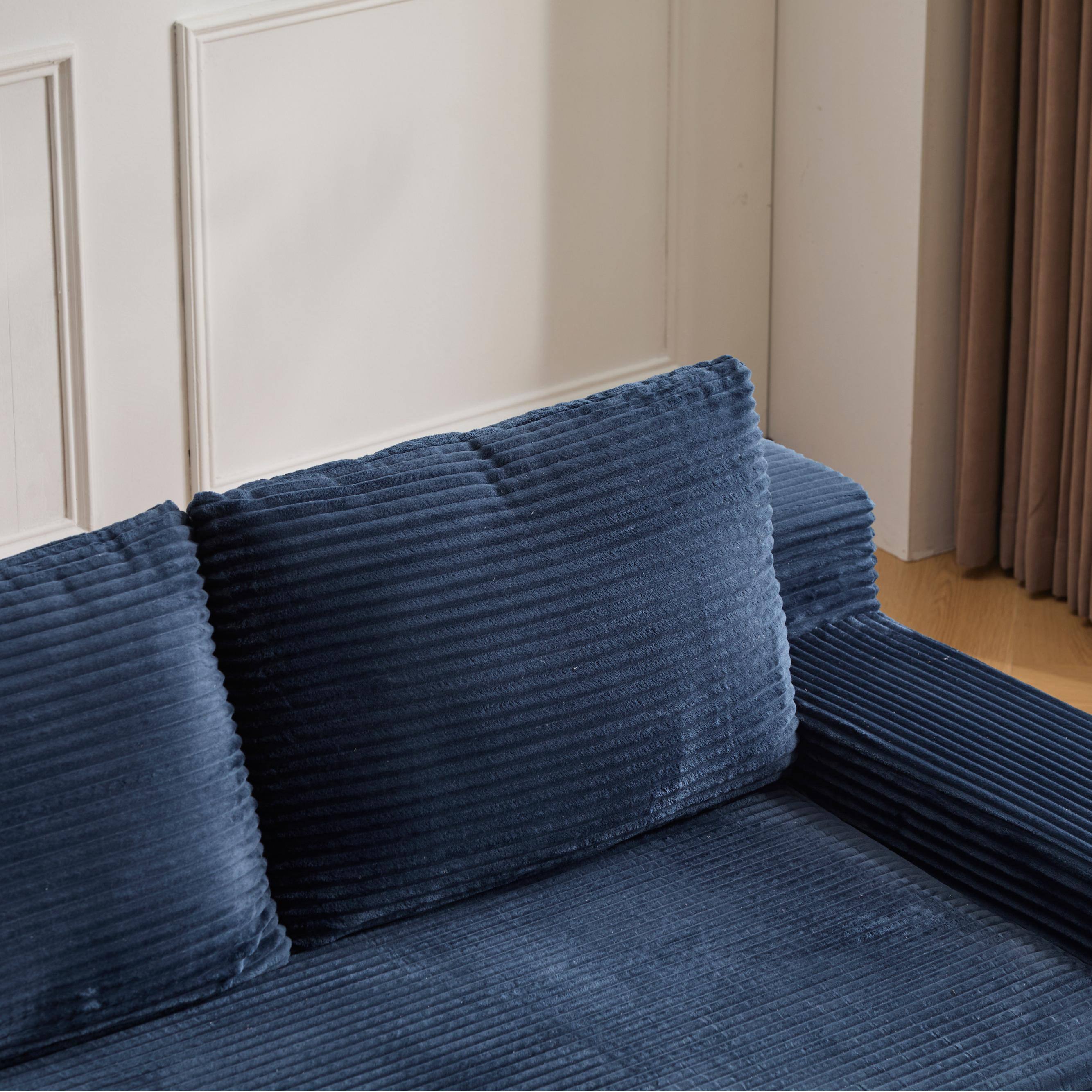Alt View 7. Meqiodas - Loveseat Sofa, Comfortable Deep Seat Sofa Bed, Modern Corduroy Couch for Living Room Bedroom, No Assembly Required - Blue.